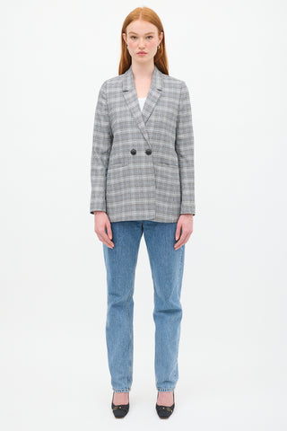 Anine Bing Black & Multicolour Check Madeleine Blazer