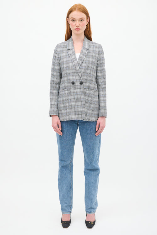 Anine Bing Black & Multicolour Check Madeleine Blazer