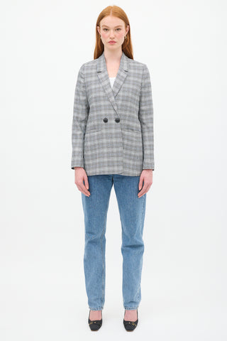 Anine Bing Black & Multicolour Check Madeleine Blazer