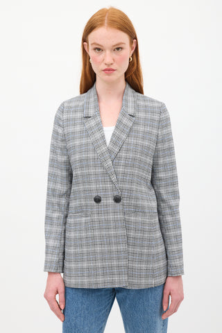 Anine Bing Black & Multicolour Check Madeleine Blazer