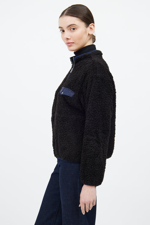 Anine Bing Black Quarter Zip Furry Jacket