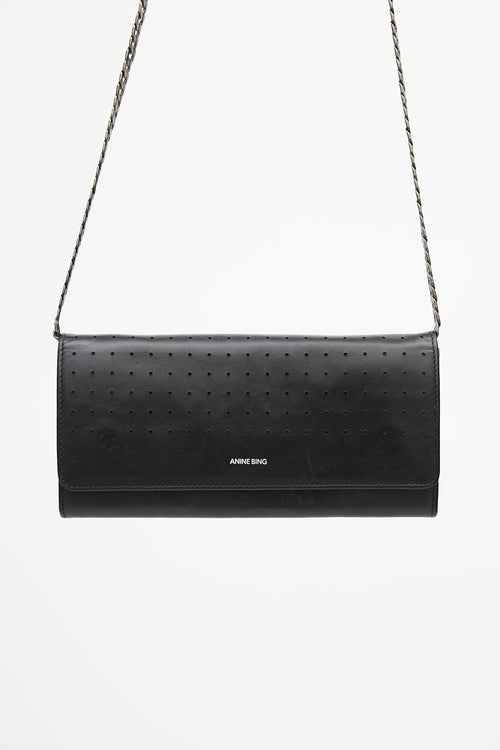Anine Bing Black Perforated Leather Clutch