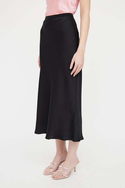 Anine Bing Black Silk Black Bar Skirt