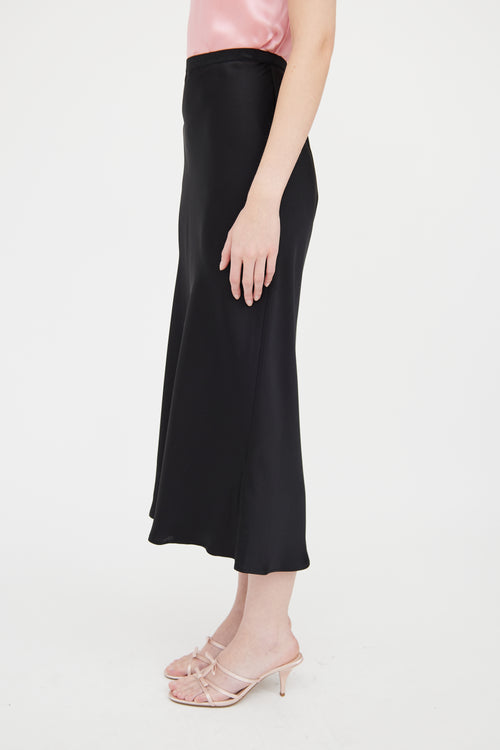 Anine Bing Black Silk Black Bar Skirt