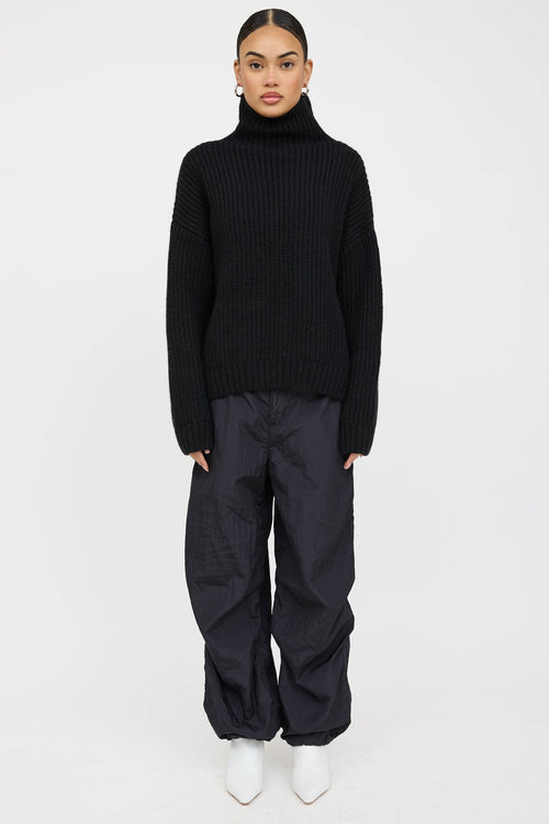 Anine Bing Wool Ribbed Knit Turtleneck Sweater