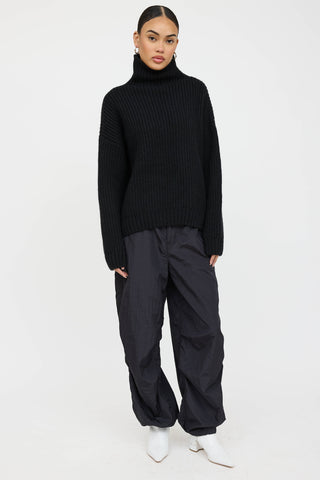 Anine Bing Wool Ribbed Knit Turtleneck Sweater