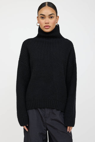 Anine Bing Wool Ribbed Knit Turtleneck Sweater