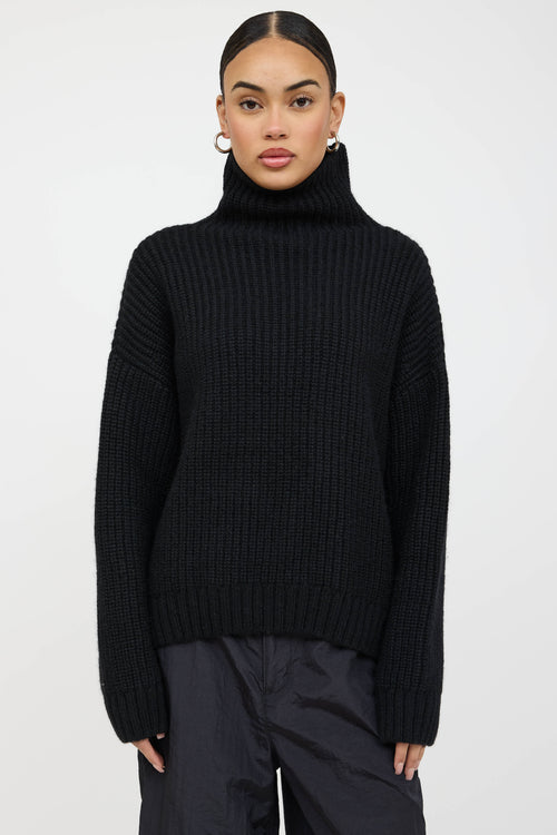 Anine Bing Wool Ribbed Knit Turtleneck Sweater