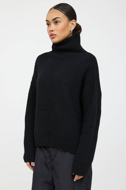 Anine Bing Wool Ribbed Knit Turtleneck Sweater