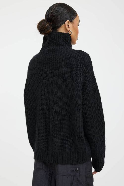 Anine Bing Wool Ribbed Knit Turtleneck Sweater