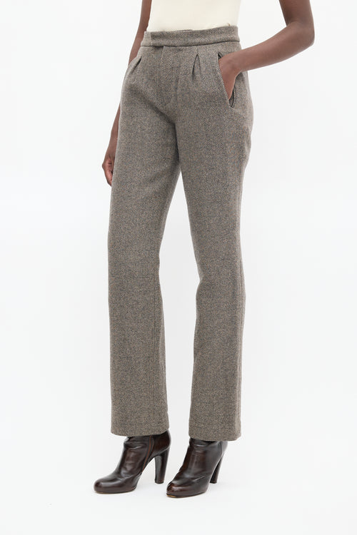 Anine Bing Brown & Black Wool Herringbone Trouser