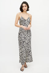 Anine Bing Cream & Black Silk Printed Maxi Dress