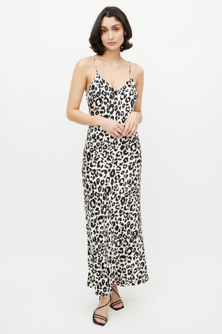 Anine Bing Cream & Black Silk Printed Maxi Dress