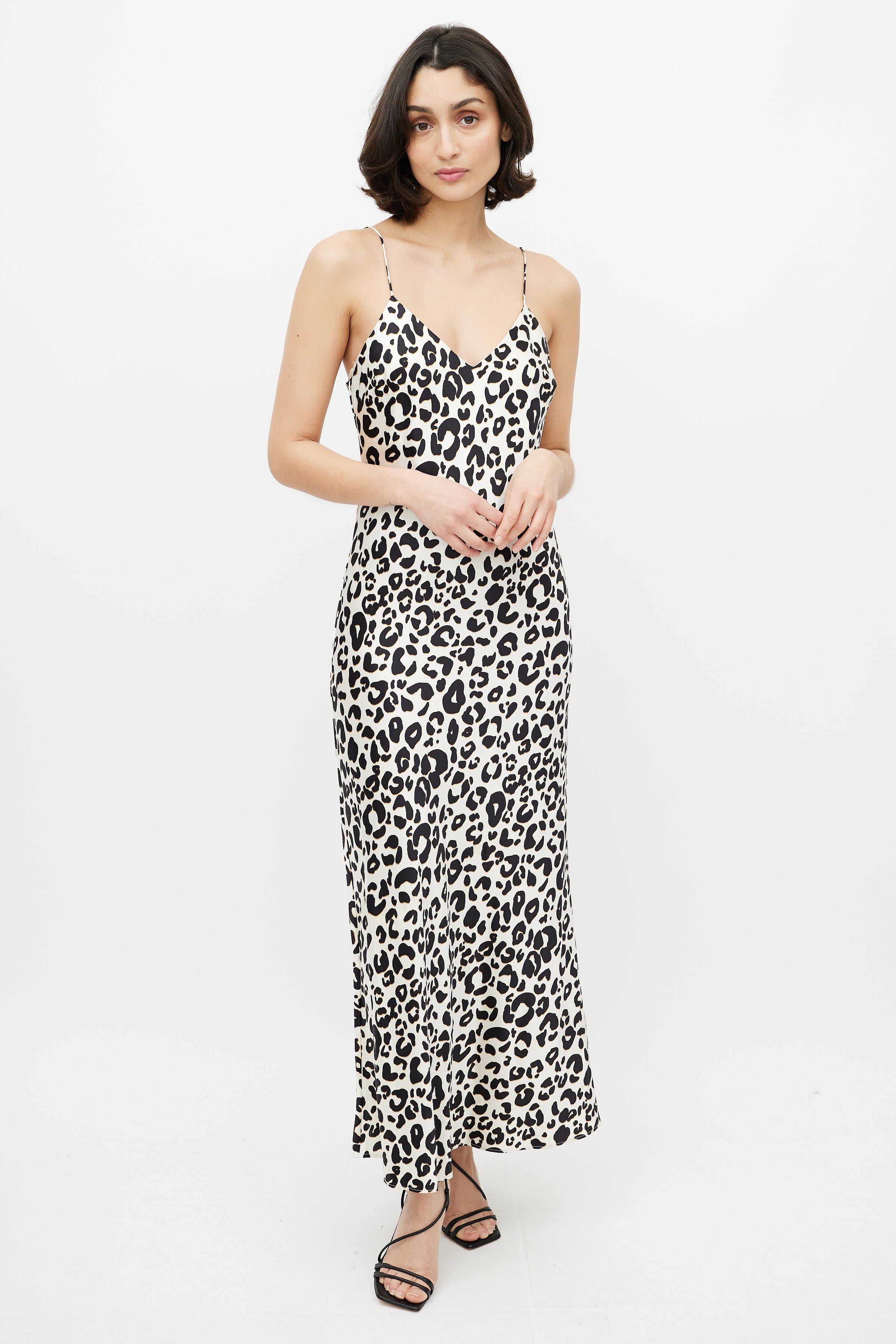 Anine Bing // Cream & Black Silk Printed Maxi Dress VSP Consignment Anine Bing // Cream & Black Silk Printed Maxi Dress VSP Consignment