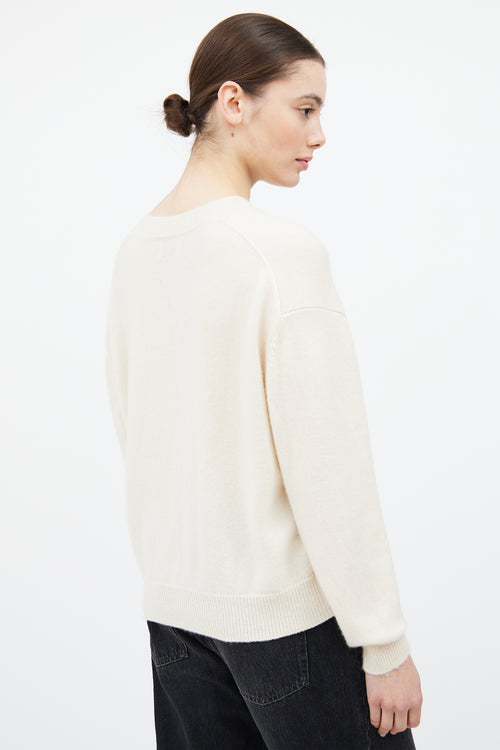 Anine Bing Cream Cashmere Knit V-Neck Sweater