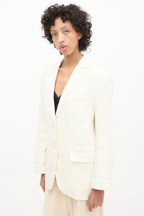 Anine Bing Cream Linen Quinn Oversized Blazer