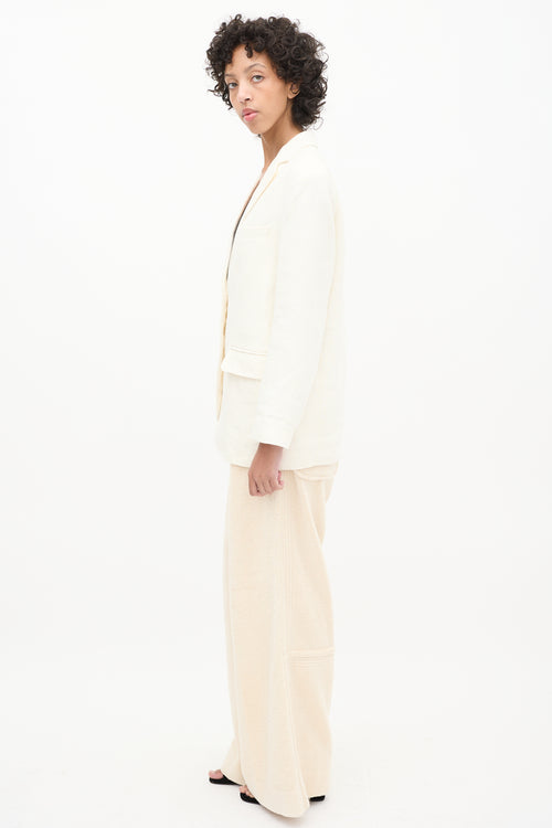 Anine Bing Cream Linen Quinn Oversized Blazer