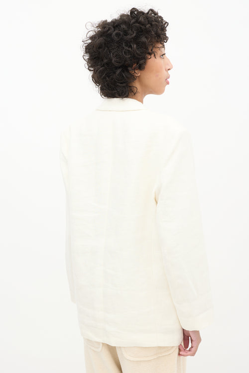 Anine Bing Cream Linen Quinn Oversized Blazer