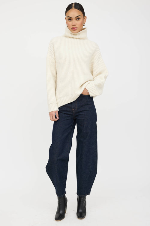Anine Bing Wool Ribbed Knit Turtleneck Sweater