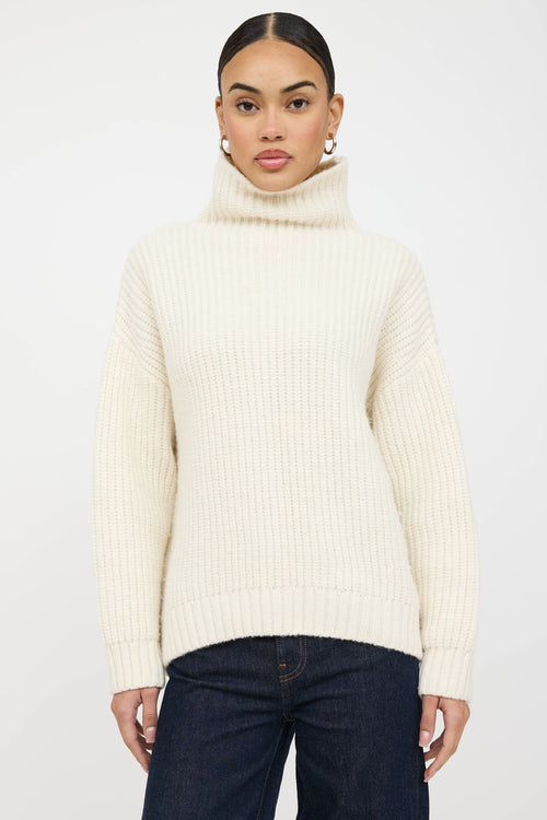 Anine Bing Wool Ribbed Knit Turtleneck Sweater