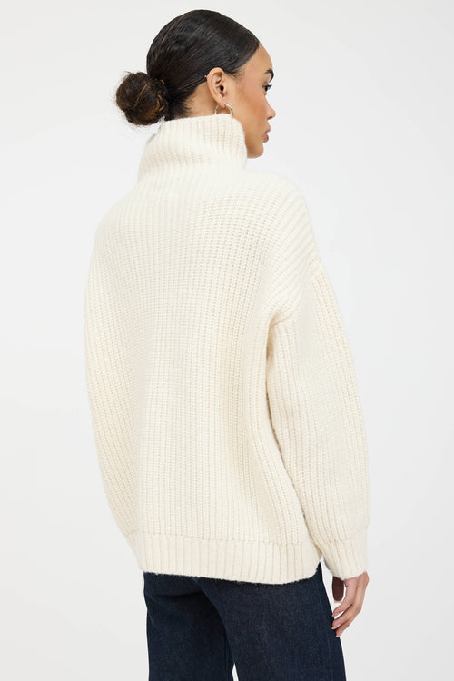 Anine Bing Wool Ribbed Knit Turtleneck Sweater