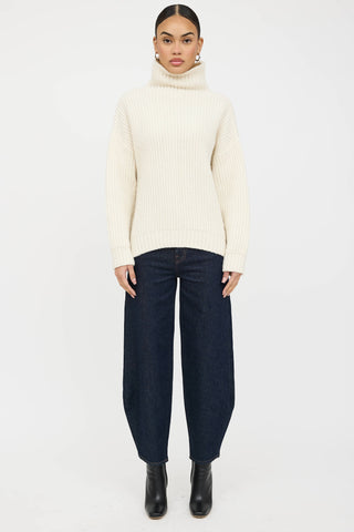 Anine Bing Wool Ribbed Knit Turtleneck Sweater