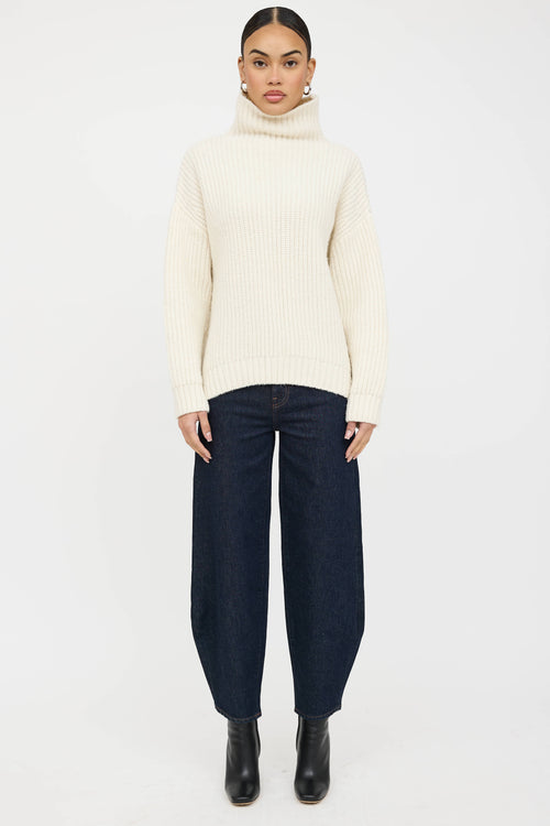 Anine Bing Wool Ribbed Knit Turtleneck Sweater