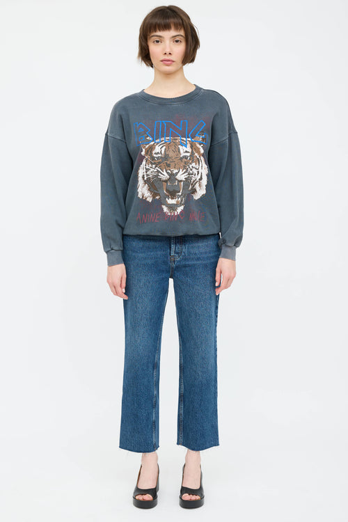 Anine Bing Gavin Frayed Straight Leg Jeans