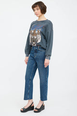 Anine Bing Gavin Frayed Straight Leg Jeans