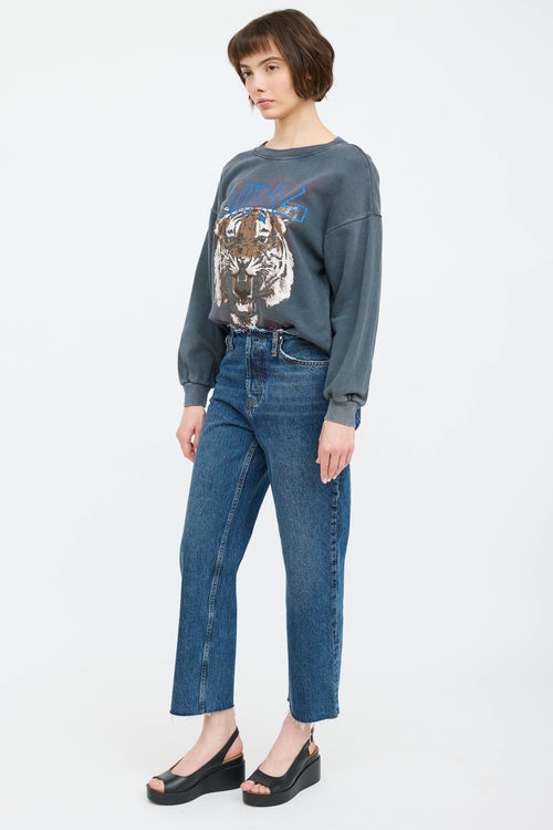 Anine Bing Gavin Frayed Straight Leg Jeans