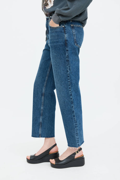 Anine Bing Gavin Frayed Straight Leg Jeans