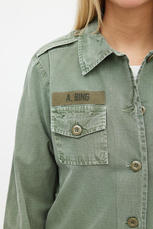 Anine Bing Green Ripstop Military Jacket