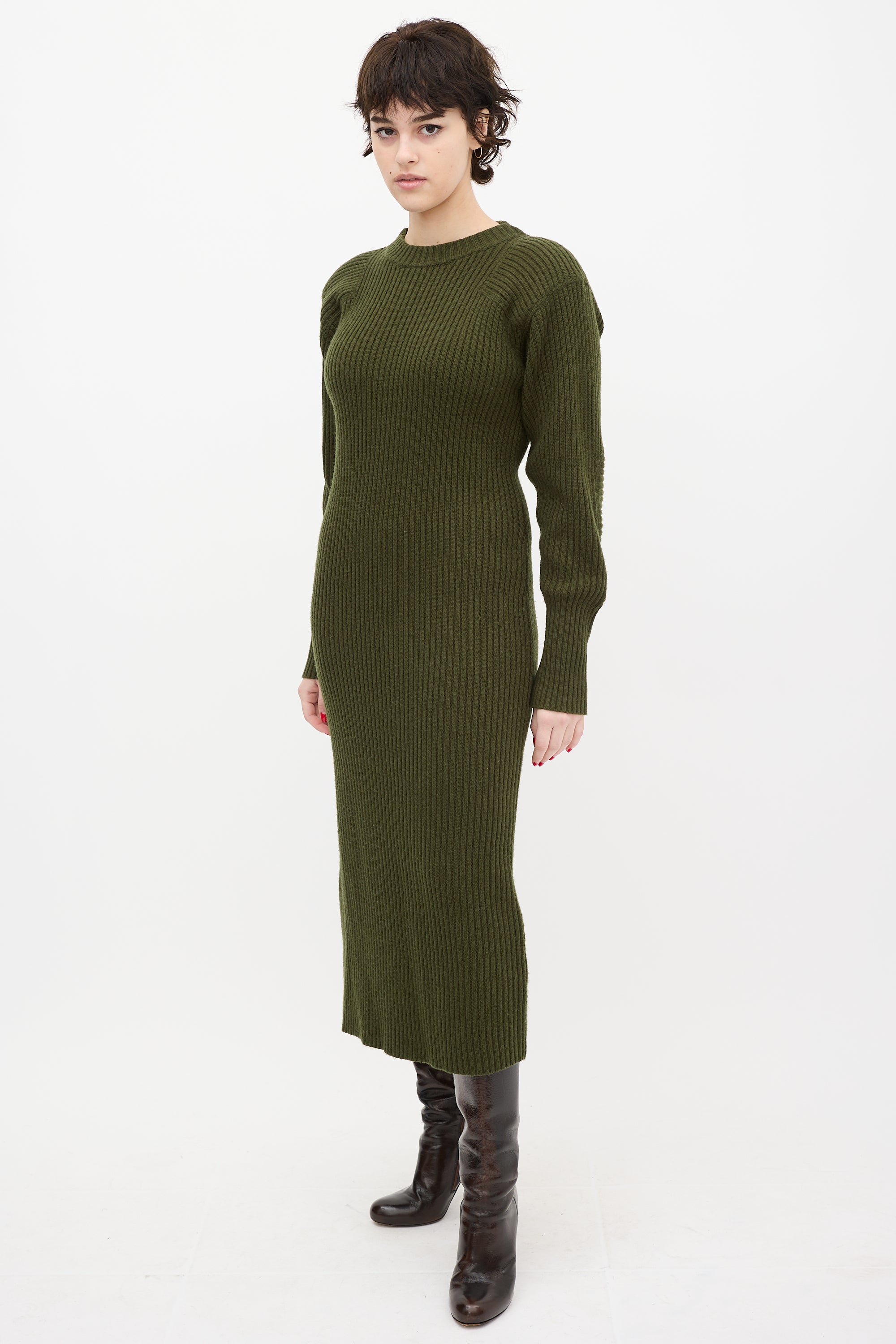 anine bing green dress ANINE BING Chloe Silk-Satin Maxi Dress