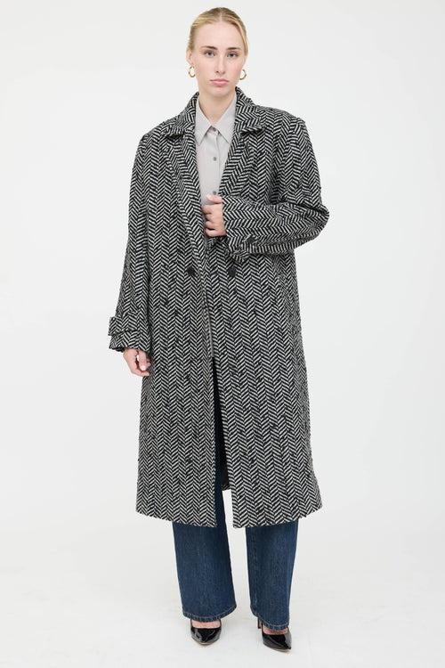 Anine Bing Double Breasted Chevron Coat