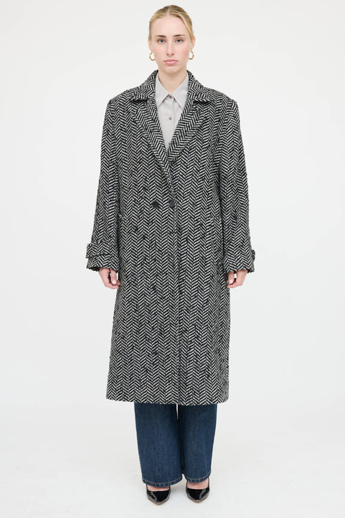 Anine Bing Double Breasted Chevron Coat