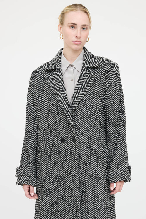 Anine Bing Double Breasted Chevron Coat