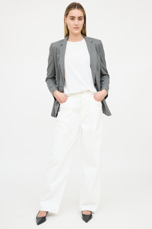 Anine Bing Pinstripe Single Breasted Blazer