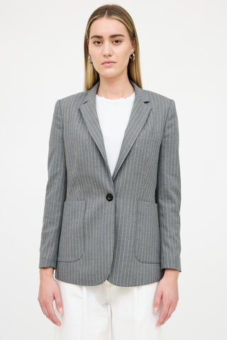Anine Bing Pinstripe Single Breasted Blazer