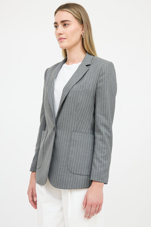 Anine Bing Pinstripe Single Breasted Blazer