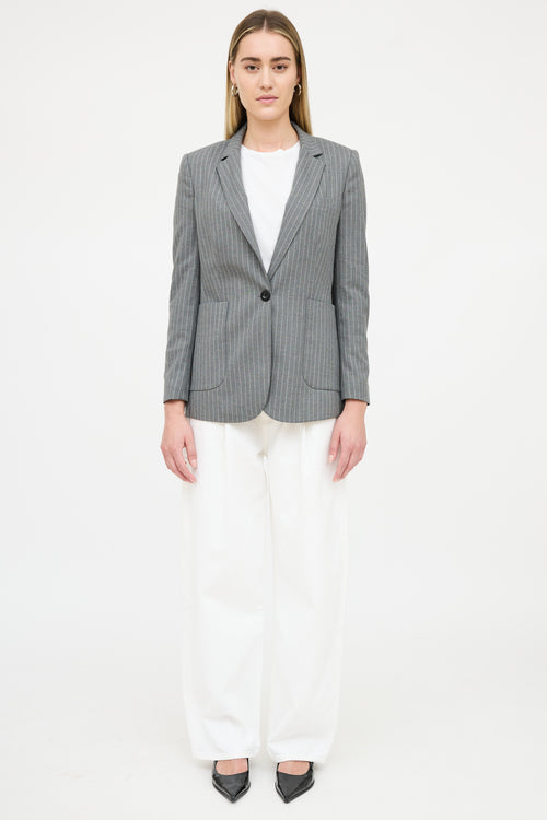 Anine Bing Pinstripe Single Breasted Blazer