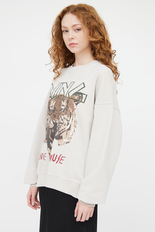 Anine Bing White & Multicolour Muse Graphic Crewneck