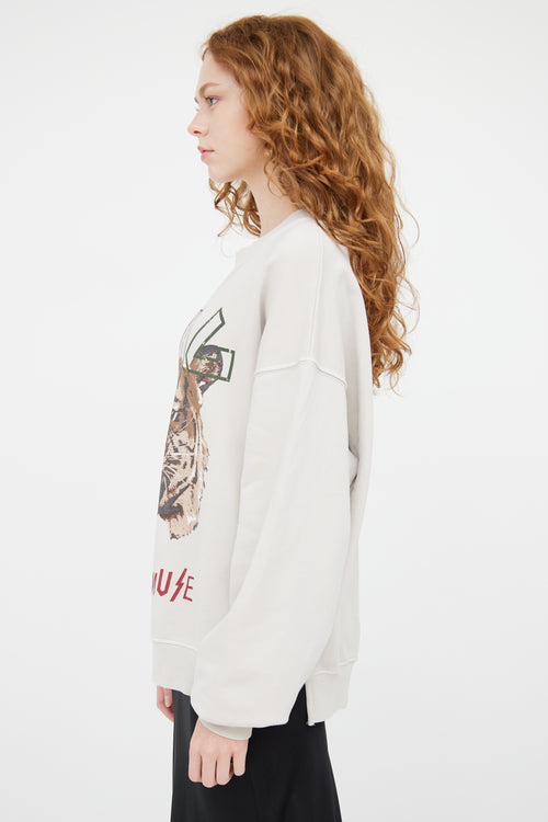 Anine Bing White & Multicolour Muse Graphic Crewneck