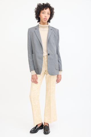 Anine Bing Grey & White Pinstripe Blazer