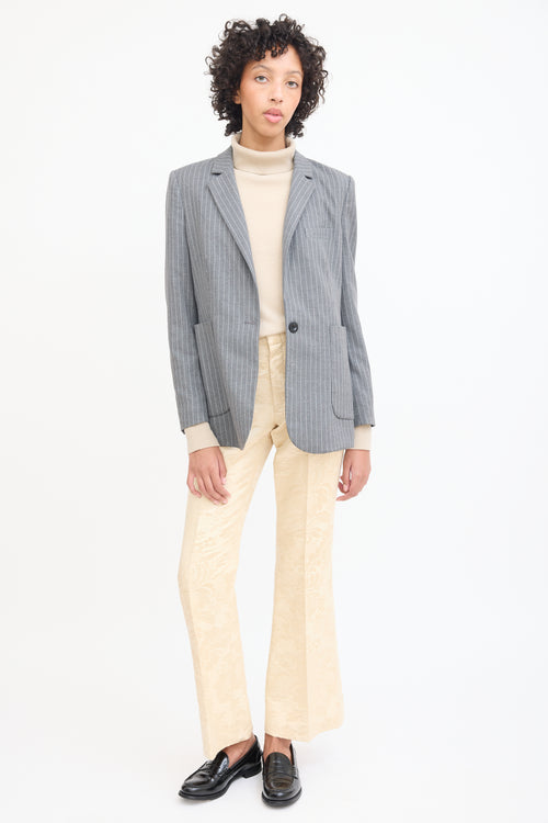 Anine Bing Grey & White Pinstripe Blazer