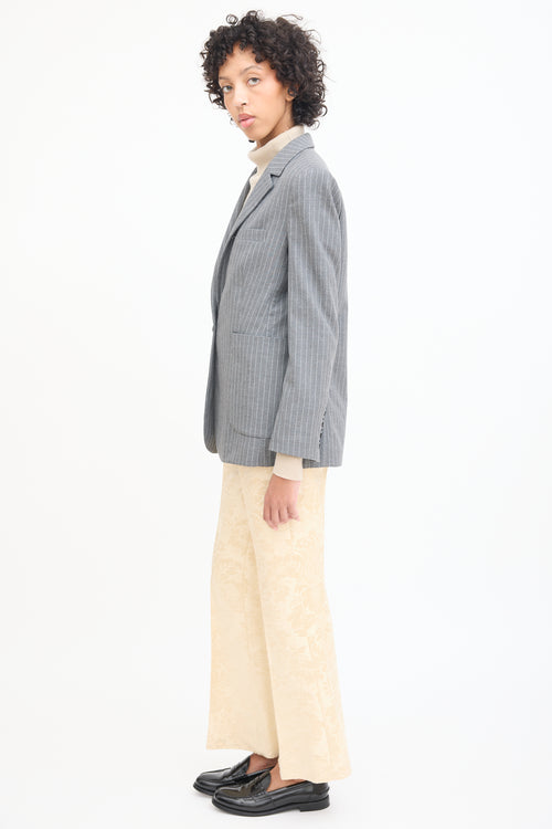 Anine Bing Grey & White Pinstripe Blazer