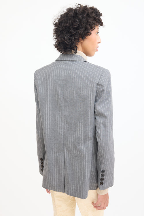 Anine Bing Grey & White Pinstripe Blazer