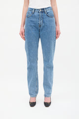 Anine Bing Medium Wash High Waisted Straight Leg Jeans