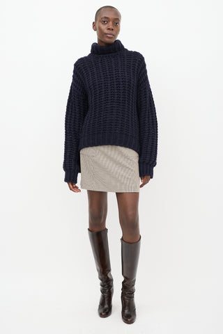 Anine Bing Navy Wool Iris Balloon Sleeve Sweater