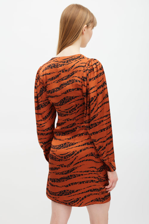 Anine Bing Orange & Black Wrap Dress
