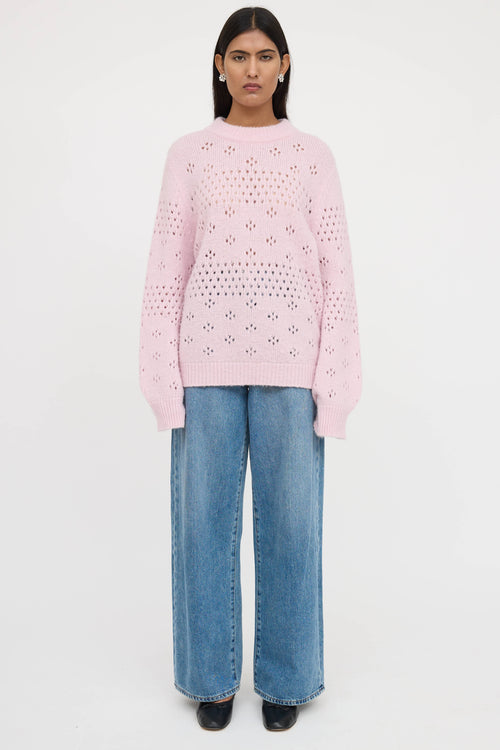 Anine Bing Candice Pointelle Knit Sweater